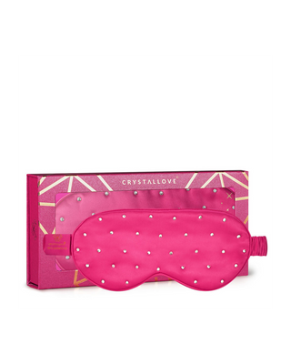 Mască de ochi pentru somn, din mătase decorată cu cristale – hot pink Crystallove - 1