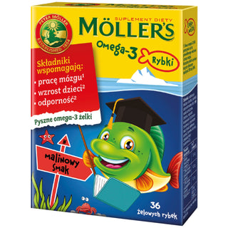 Supliment alimentar cu acizi Omega-3 Pește cu aromă de zmeură Moller's 36 jelly beans - 1