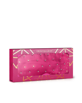 Mască de ochi pentru somn, din mătase decorată cu cristale – hot pink Crystallove - 4