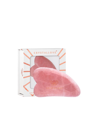 Placa de masaj facial Gua sha din cuarț roz - Crystallove love stone - 1