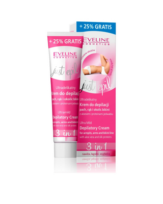 Cremă depilatoare ultradelicată 3-în-1 cu aloe vera și proteine de mătase Just Epil Eveline - 1