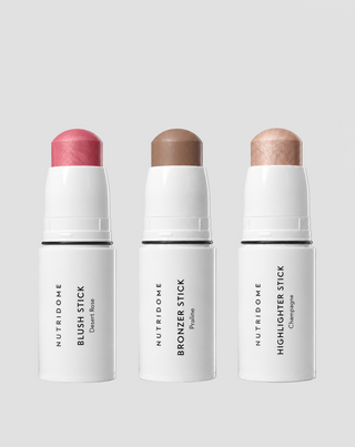 Set pentru machiaj și conturarea feței: bronzer, fard de obraz și iluminator în stick, Nutridome - 1