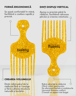 Pieptene vertical pentru volum și ridicarea părului creț de la rădăcină Twisty - 2