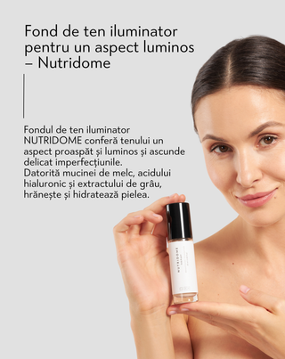 Fond de ten hidratant cu efect iluminator cu acid hialuronic pentru ten masliniu deschis Nutridome