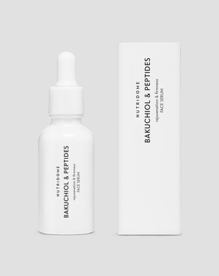 Ser cu bakuchiol și peptide împotriva ridurilor și pentru fermitatea pielii, alternativă vegetală la retinol Nutridome