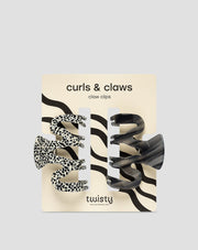 Set clame mari de par - marmura si negru Twisty 2 buc