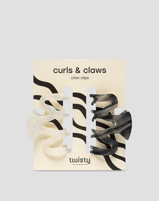 Set de clame de par mari - perla si negru Twisty 2 buc - 1