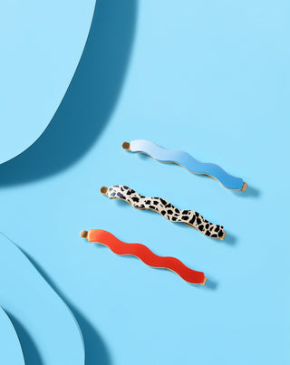 Set de agrafe de par ondulat marmorat, albastru, rosu Twisty 3 buc. - 3