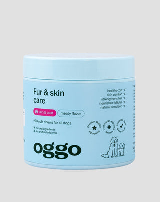supliment alimentar fur &amp; skin karma pentru câini pentru blană frumoasă și piele sănătoasă oggo 180 g