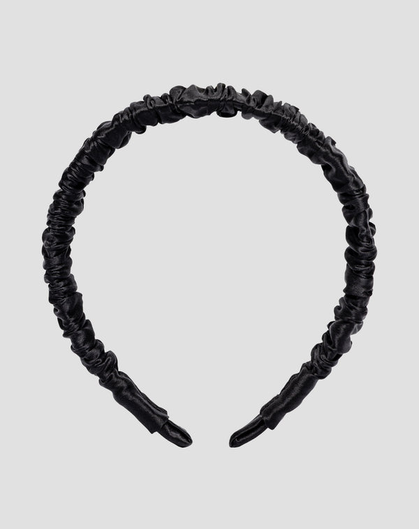 Bentita de par din matase naturala 100% neagra Twisty
