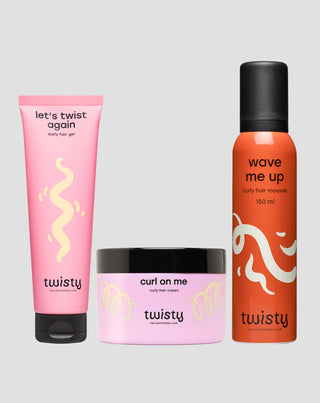 Set cremă + spumă + gel pentru bucle Twisty – pentru coafarea și îngrijirea părului creț și ondulat - 1