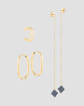 Cercei placați cu aur cu pietre naturale lapis lazuli set de cercei Mys_1