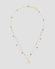 Colier placat cu aur din piatră naturală lapis lazuli cu semilună Mys_1