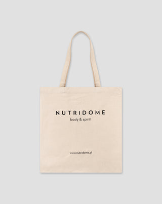 Geanta de cumparaturi din bumbac cu imprimeu ecru Nutridome - 1
