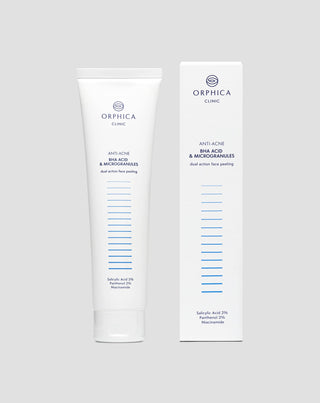 Peeling de față cu niacinamidă, pantenol, BHA și microgranule Anti-Acne Orphica Clinic 100 ml