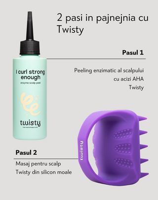Set masajer din silicon + peeling enzimatic pentru curățarea și stimularea microcirculației scalpului Twisty - 3